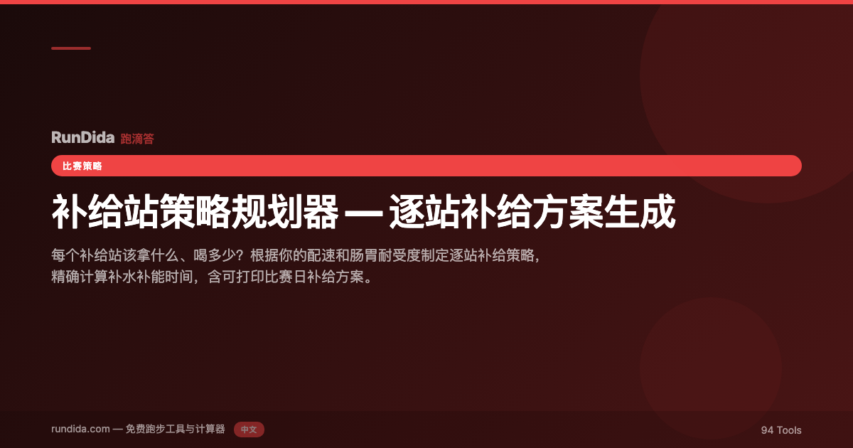 补给站策略规划器 — 逐站补给方案生成 | 跑滴答
