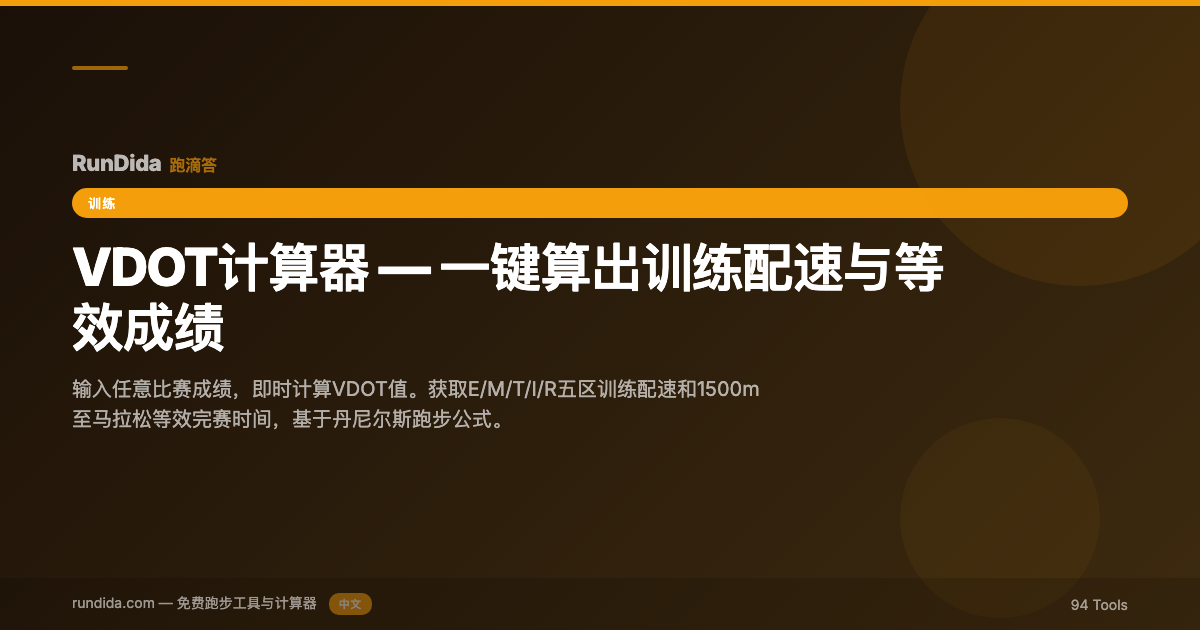 VDOT计算器 — 一键算出训练配速与等效成绩 | 跑滴答